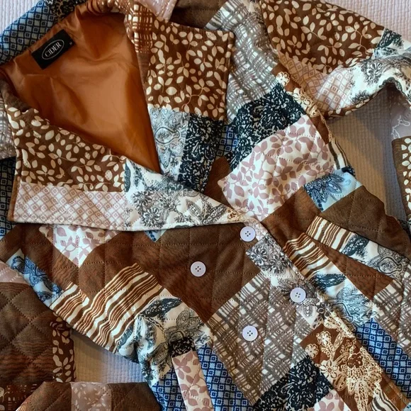 Cider Patchwork Brown Blazer Jacket - Picture 3 of 16